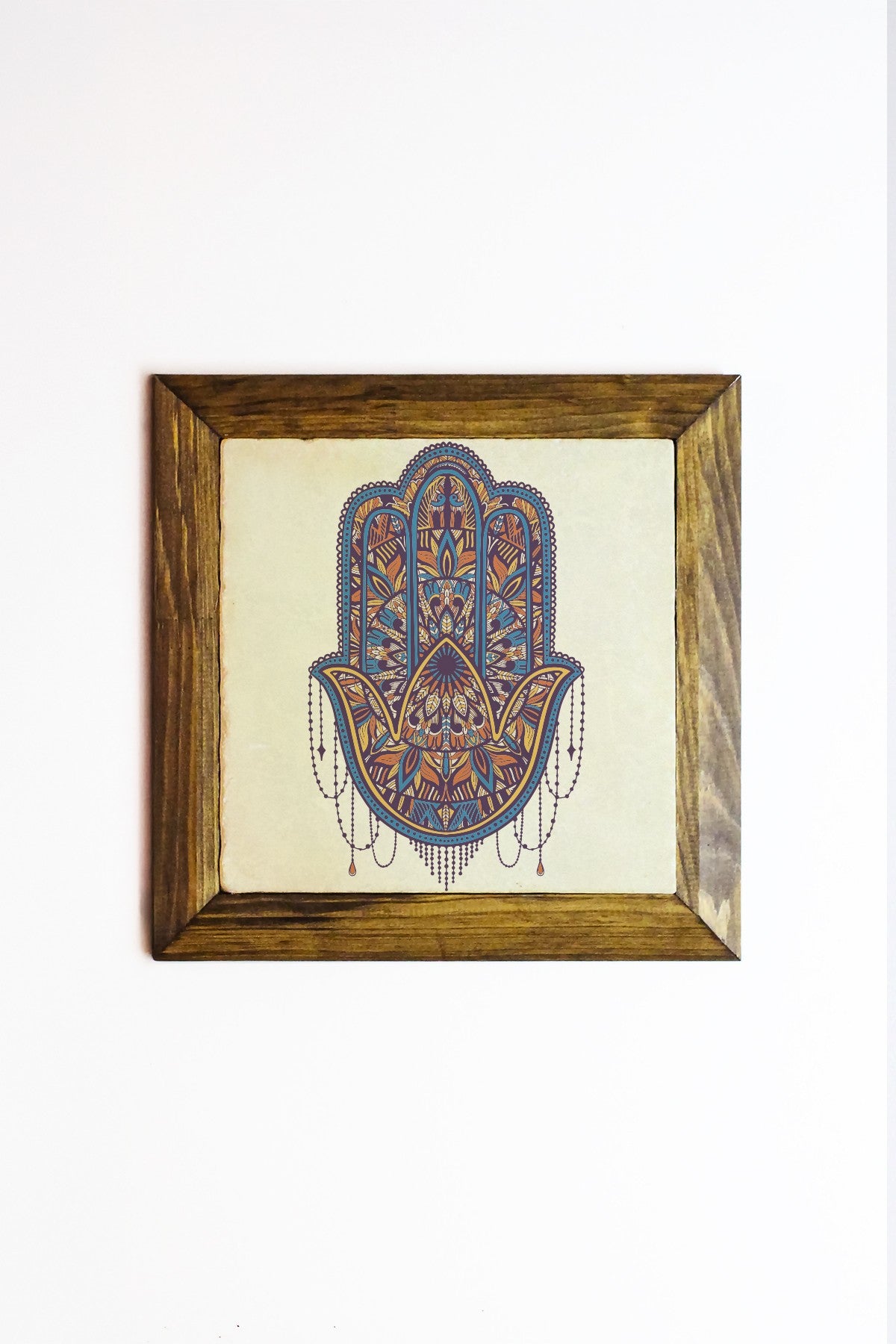 Quadro Decorativo Ersytastablo21-26, Multicolor, Pedra 100%, Moldura de Madeira 2,5 cm, Impressão UV, 26x26 cm