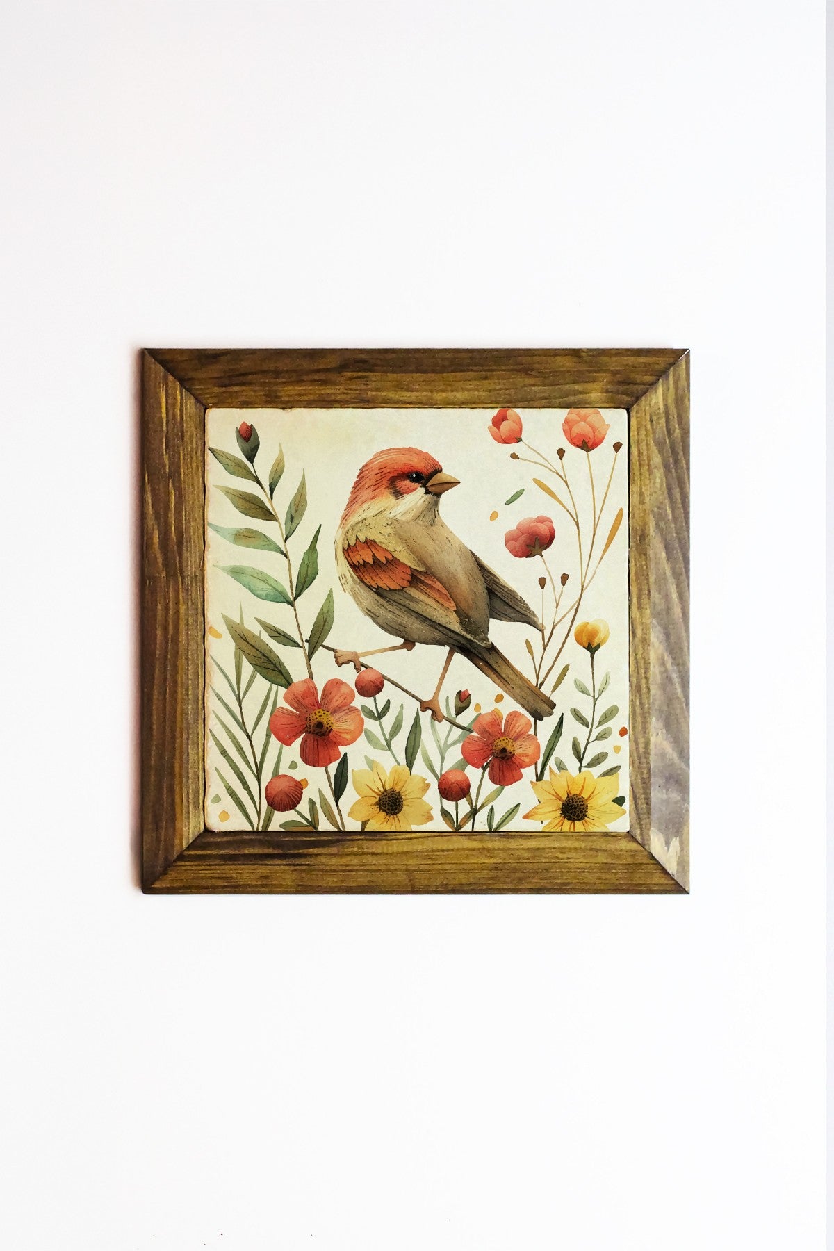 Quadro Decorativo Moldurado Ersytastablo24-26, Multicolorido, Pedra 100%, Moldura Madeira 2,5 cm, Impressão UV, 26x26 cm