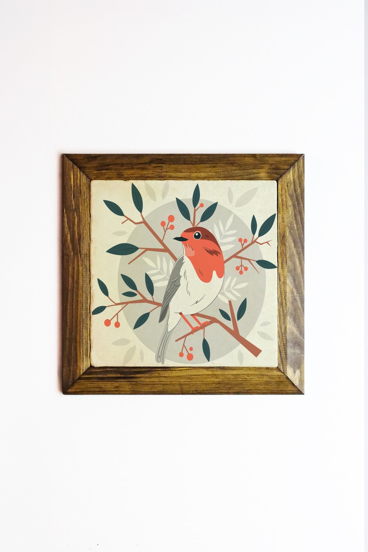 Ersytastablo26 - 16 Quadro Decorativo Multicolor em Pedra 100% com Moldura 100% Madeira (2,5 cm), Impressão UV – 15,5 x 15,5 cm