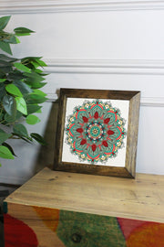 Quadro Decorativo Multicolor em Pedra 100% com Moldura de Madeira (26 x 26 cm) – Impressão UV