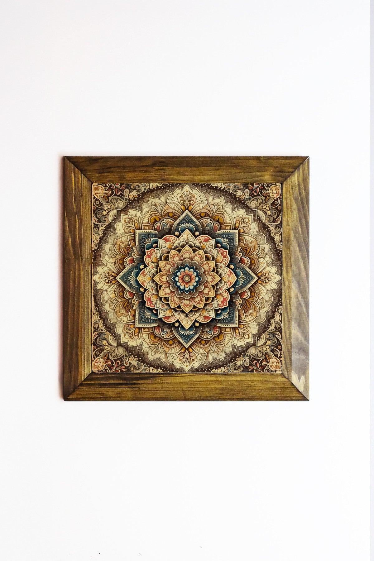 Quadro Decorativo em Pedra 100% com Moldura de Madeira (2,5 cm), 26 x 26 cm, Impressão UV, Multicolor – Ersytastablo29-26