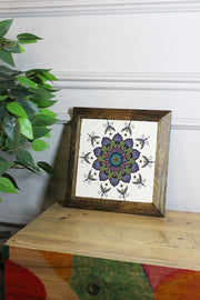 Ersytastablo31 - 16 – Quadro Decorativo em Pedra 100% com Moldura de Madeira (2,5 cm), Multicolor, 15,5 x 15,5 cm – Impressão UV