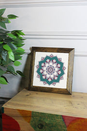 Quadro Decorativo Multicolor em Pedra 100% com Moldura de Madeira 2,5 cm (15,5 x 15,5 cm) – Impressão UV | Ersytastablo32-16