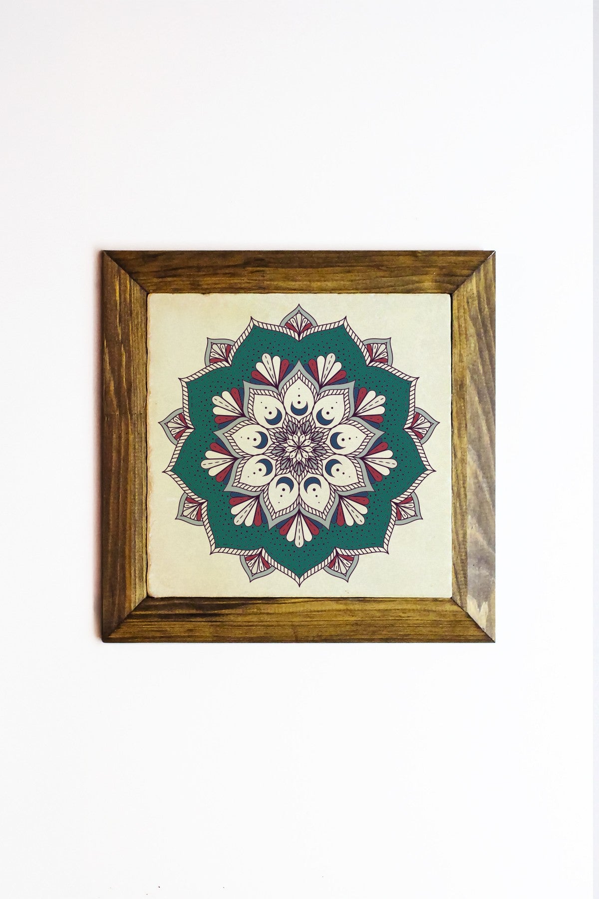 Quadro Decorativo Multicolor em Pedra 100% com Moldura de Madeira 2,5 cm (15,5 x 15,5 cm) – Impressão UV | Ersytastablo32-16