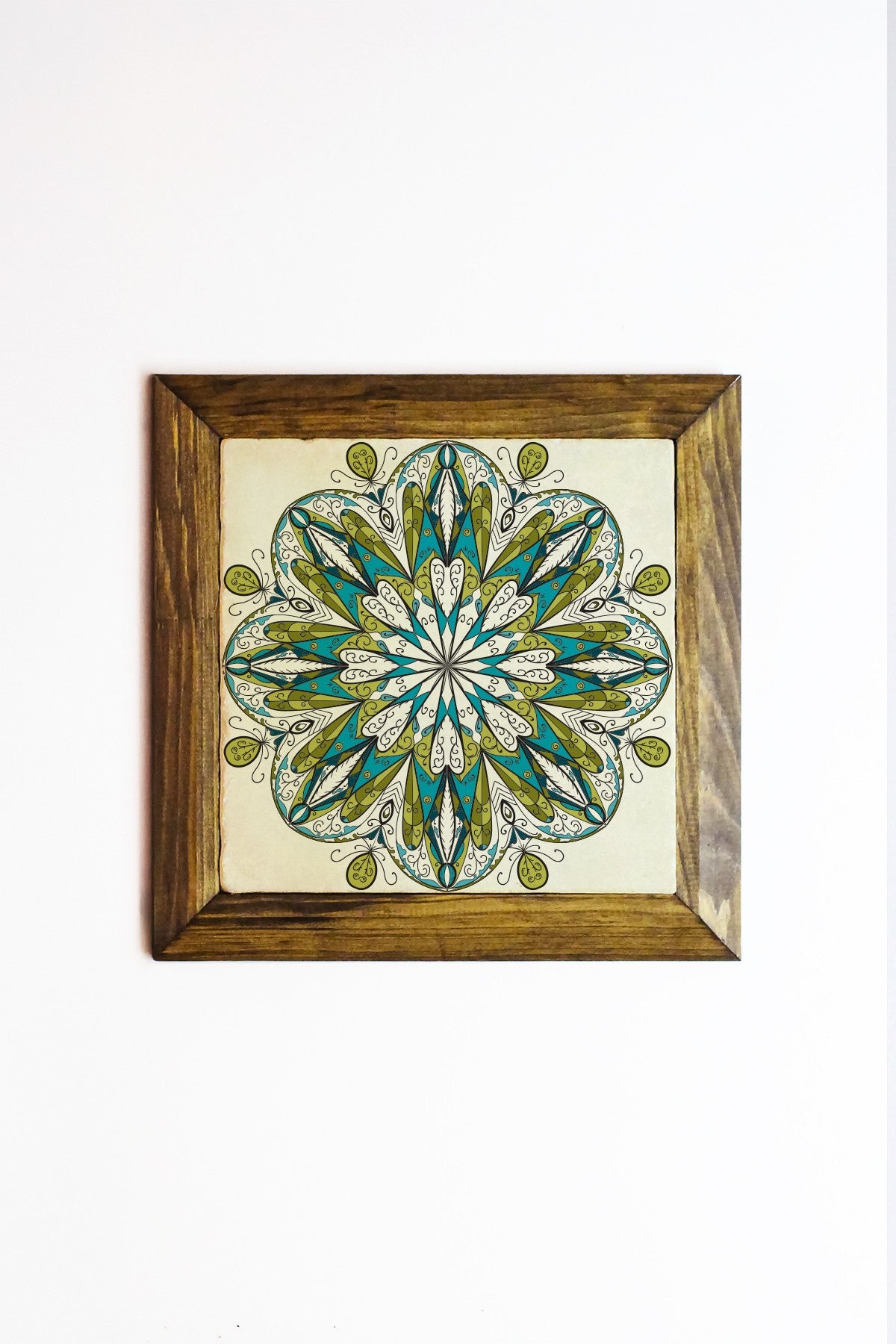 Quadro Decorativo em Pedra 100% com Moldura de Madeira 2,5 cm, Impressão UV — Ersytastablo33 - 26 (26 x 26 cm), Multicolor