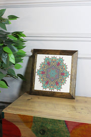 Quadro Decorativo Moldurado Ersytastablo34 - 16, Multicolor, Pedra 100%, Moldura de Madeira 2,5 cm, Impressão UV, 15,5 x 15,5 cm