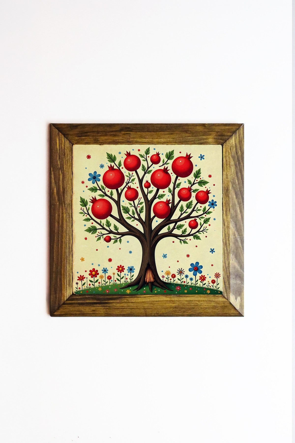 Quadro Decorativo com Moldura Multicolor 26x26 cm – Ersytastablo35 - 26 – Impressão UV, Superfície 100% Pedra, Moldura 100% Madeira (2,5 cm)