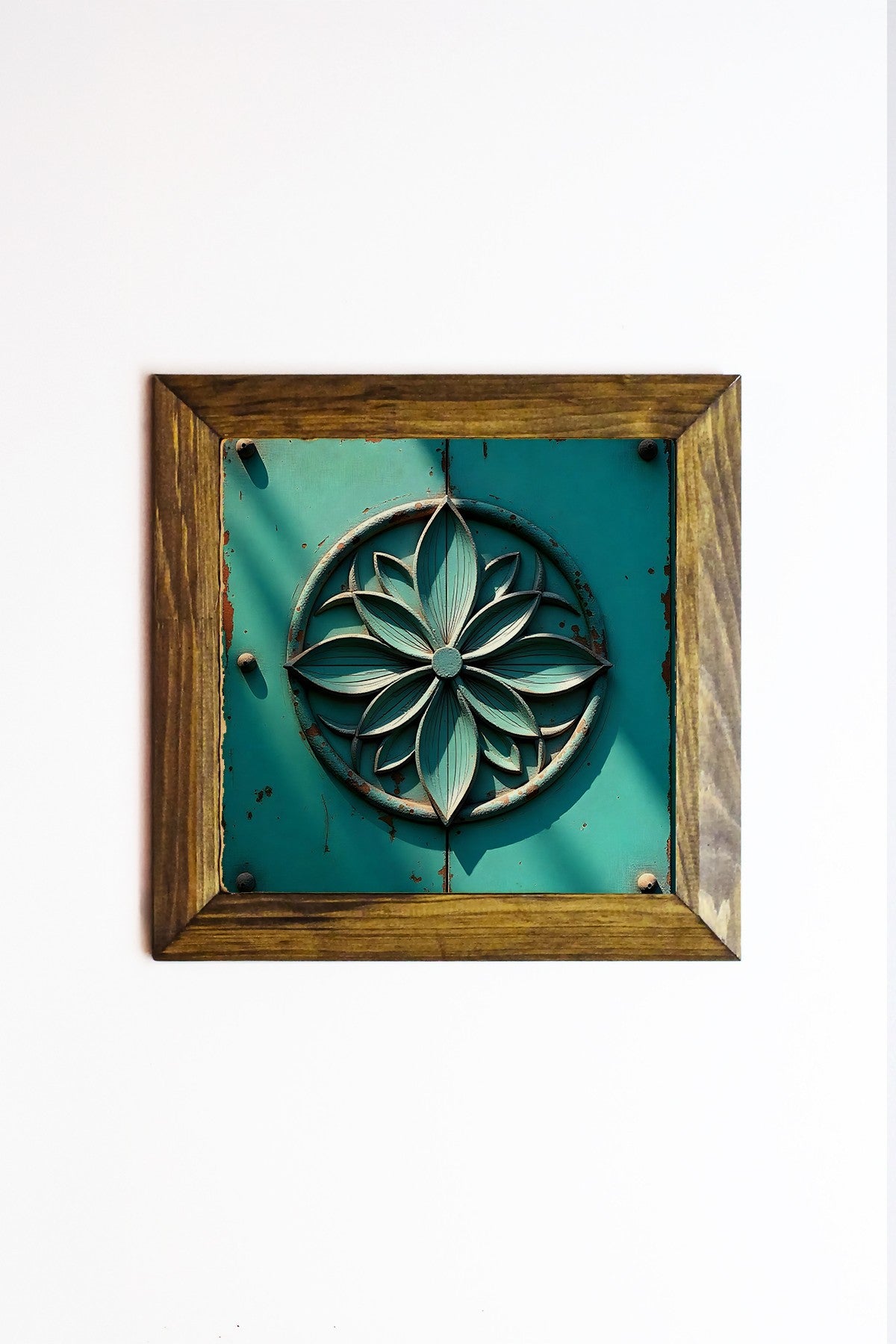 Quadro Decorativo Multicolor em Pedra (100%) com Moldura de Madeira 2,5 cm, Impressão UV, 15,5 x 15,5 cm – Ersytastablo36-16