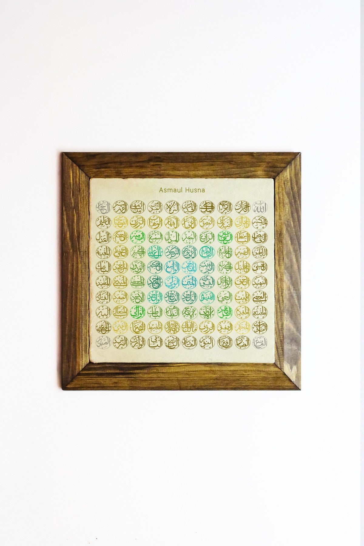 Ersytastablo37 - 16 Quadro Decorativo Multicolor em Pedra com Moldura de Madeira (Impressão UV) 15,5 x 15,5 cm, Espessura da Moldura 2,5 cm