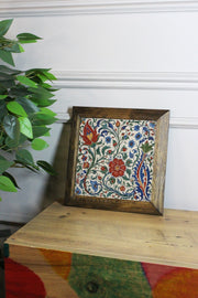 Quadro Decorativo Moldurado Multicolor 15,5x15,5 cm | Pedra 100% e Moldura em Madeira 2,5 cm | Impressão UV – Ersytastablo38-16