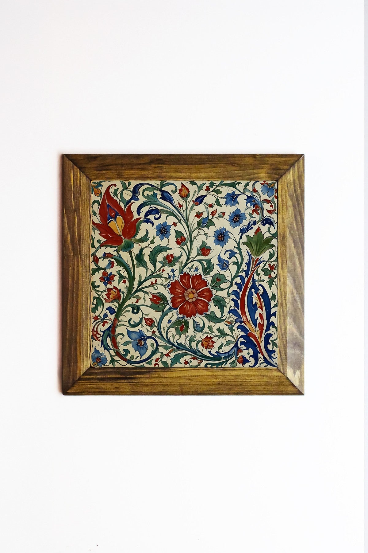 Quadro Decorativo em Pedra com Moldura de Madeira, Multicolor, 26x26 cm – Ersytastablo38-26