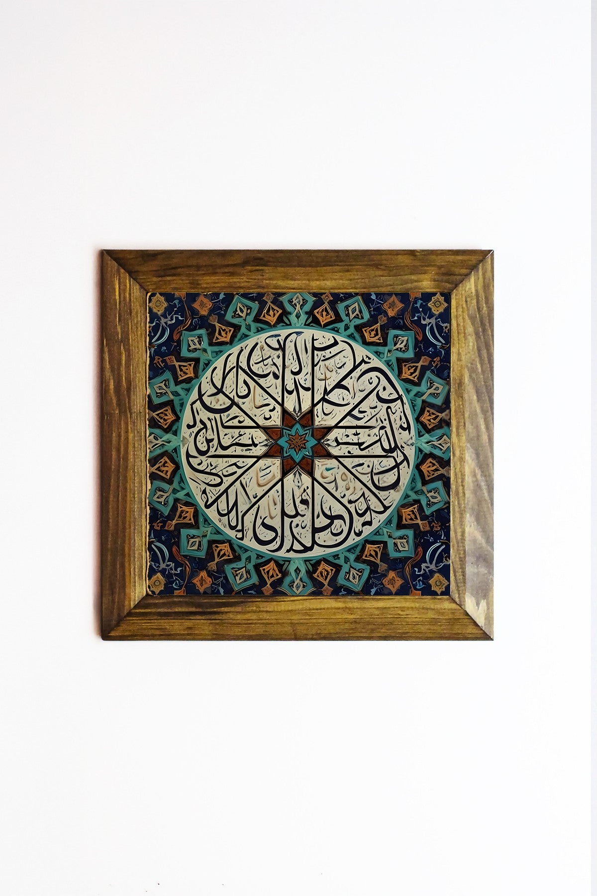 Quadro Decorativo Ersytastablo39 – Pedra 100% com Moldura de Madeira 2,5 cm, Impressão UV, Multicolor, 26x26 cm