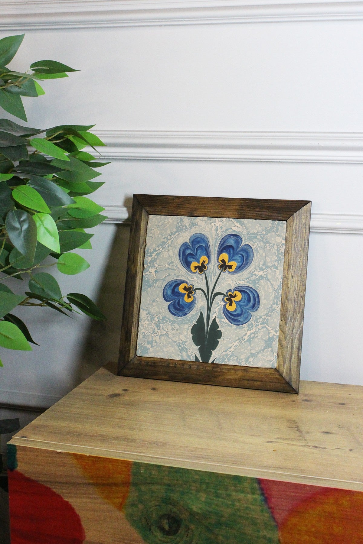 Quadro Decorativo com Moldura – Ersytastablo40-26, Multicolor, Pedra 100%, Moldura de Madeira 100% (2,5 cm), Impressão UV, 26 x 26 cm