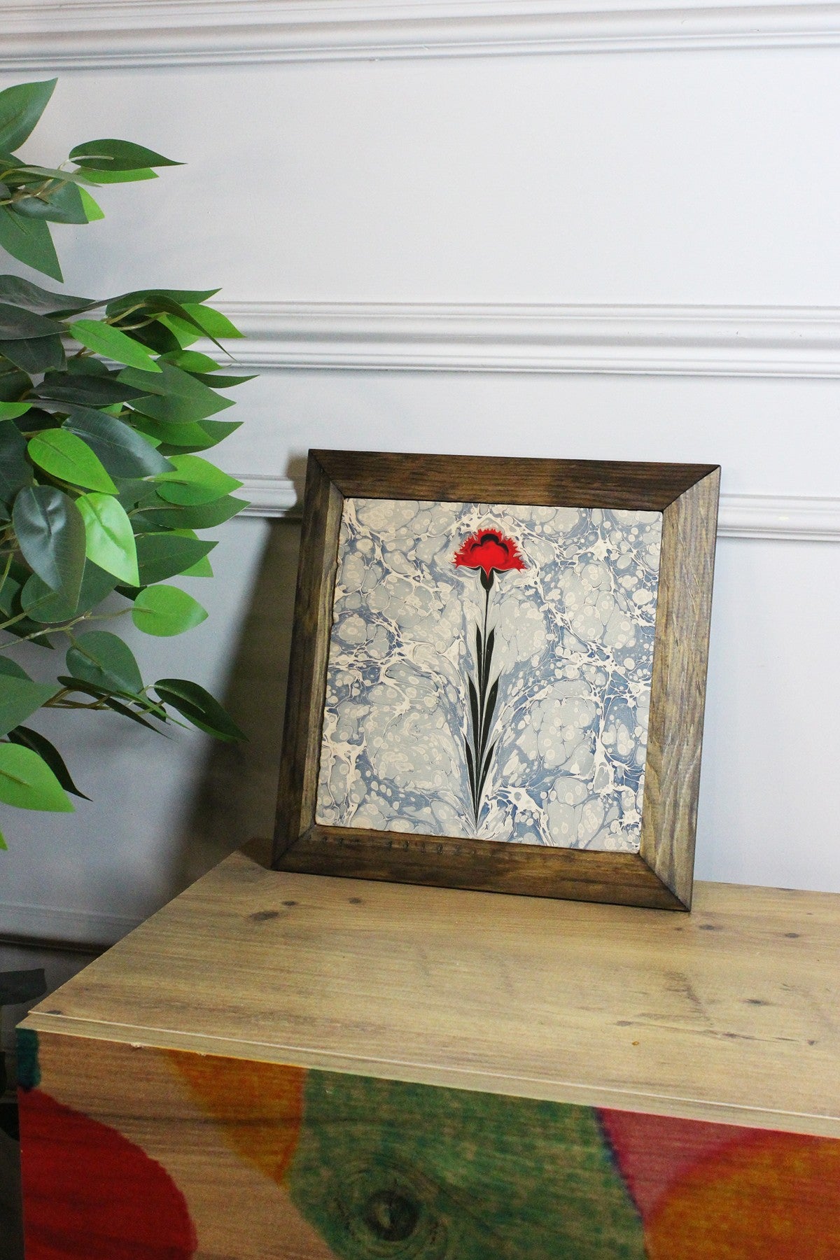 Quadro Decorativo em Pedra 100% com Moldura de Madeira 2,5 cm, Impressão UV, Multicolor, 15,5 x 15,5 cm – Ersytastablo41-16