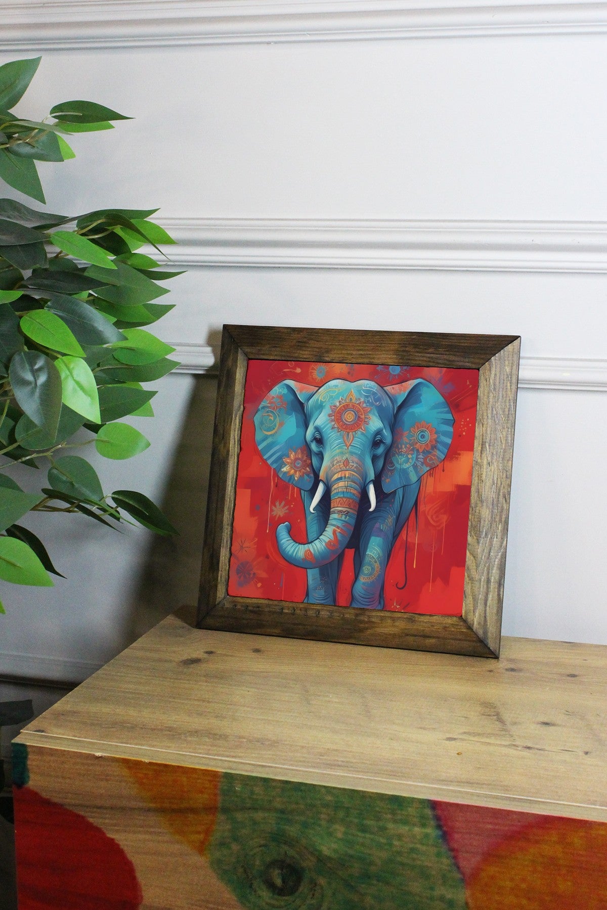 Quadro Decorativo em Pedra com Moldura de Madeira, Impressão UV, 15,5 x 15,5 cm – Multicolor | Ersytastablo45 - 16