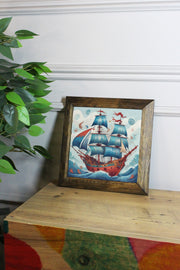 Ersytastablo46 - 26 Quadro Decorativo Multicolor em Pedra 100% com Moldura de Madeira (Impressão UV), 26 x 26 cm