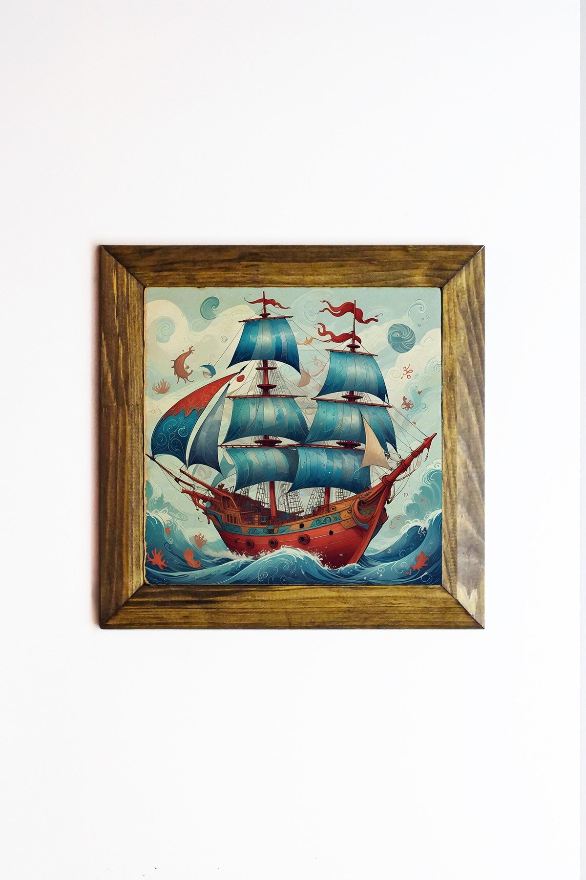 Ersytastablo46 - 26 Quadro Decorativo Multicolor em Pedra 100% com Moldura de Madeira (Impressão UV), 26 x 26 cm