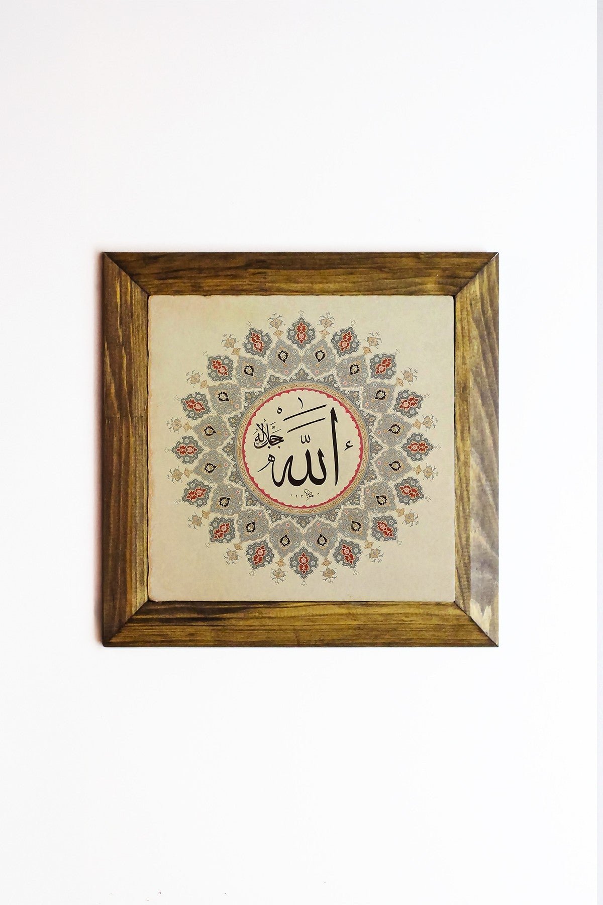 Quadro Decorativo Ersytastablo47 - 26 Multicolor 26x26 cm | Pedra 100% com Moldura de Madeira 100% (2,5 cm) e Impressão UV