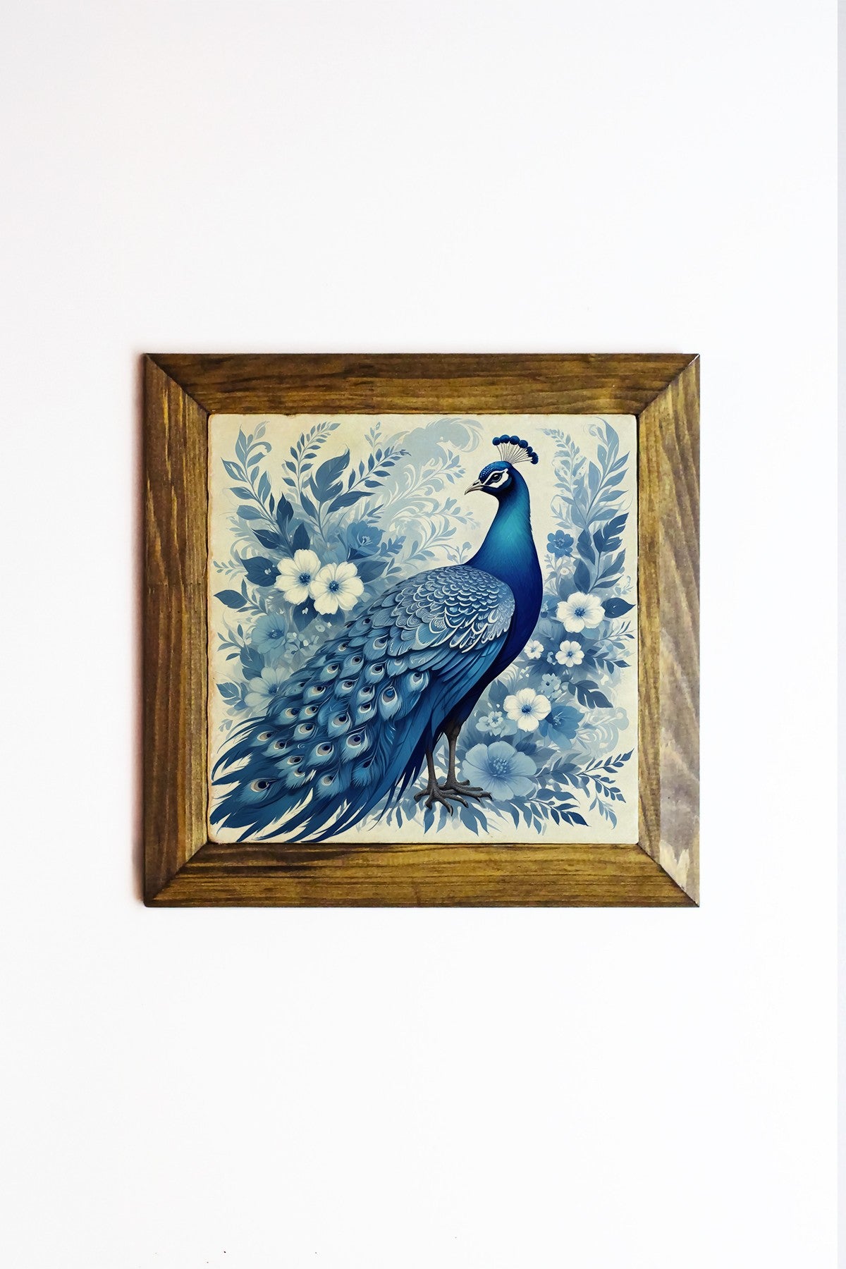 Quadro Decorativo Ersytastablo51 - 16 em Pedra com Moldura de Madeira, Multicolor, 15,5 x 15,5 cm, Impressão UV