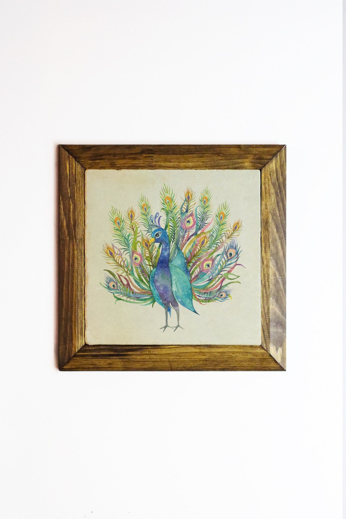 Ersytastablo52-16 Quadro Decorativo em Pedra, Moldura de Madeira 2,5 cm, Impressão UV, 15,5 x 15,5 cm – Multicolor