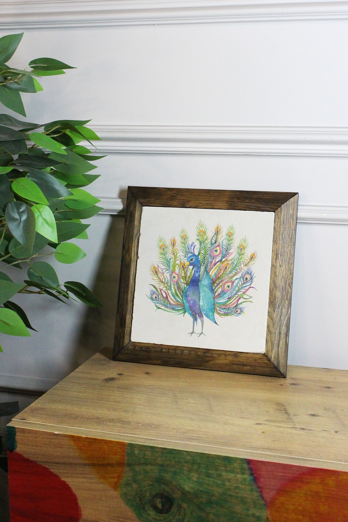 Quadro Decorativo Ersytastablo52 - 26, Multicolor, Pedra com Moldura em Madeira 2,5 cm, Impressão UV, 26 x 26 cm (655ALT1259)