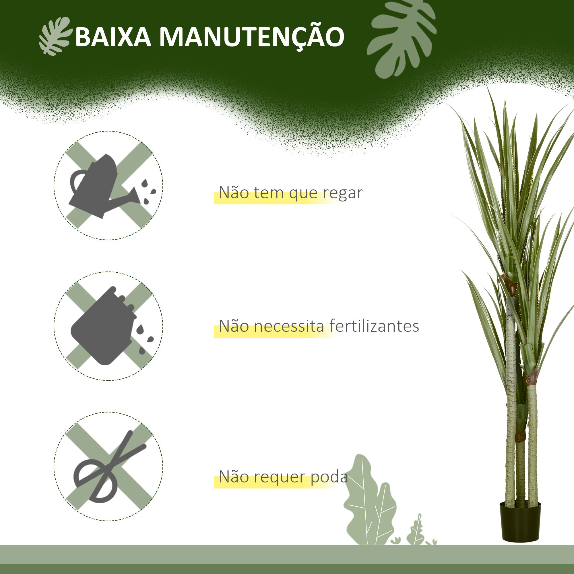 Planta Artificial de Mandioca 190cm Verde