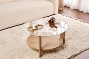 Mesa de Centro Elegante, Carvalho Safira e Transparente, 75 x 40 x 75 cm | 100% Vidro Temperado e Estrutura Revestida em Melamina de 18 mm | Design Moderno para Sala de Estar