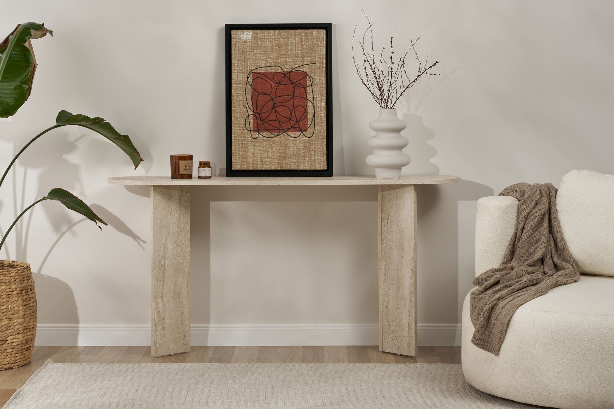 Aparador elegante, cor travertino, 150 cm x 75 cm x 35 cm | Painel de partículas 100% revestido em melamina, 18 mm de espessura | Perfeito para espaços de convivência modernos