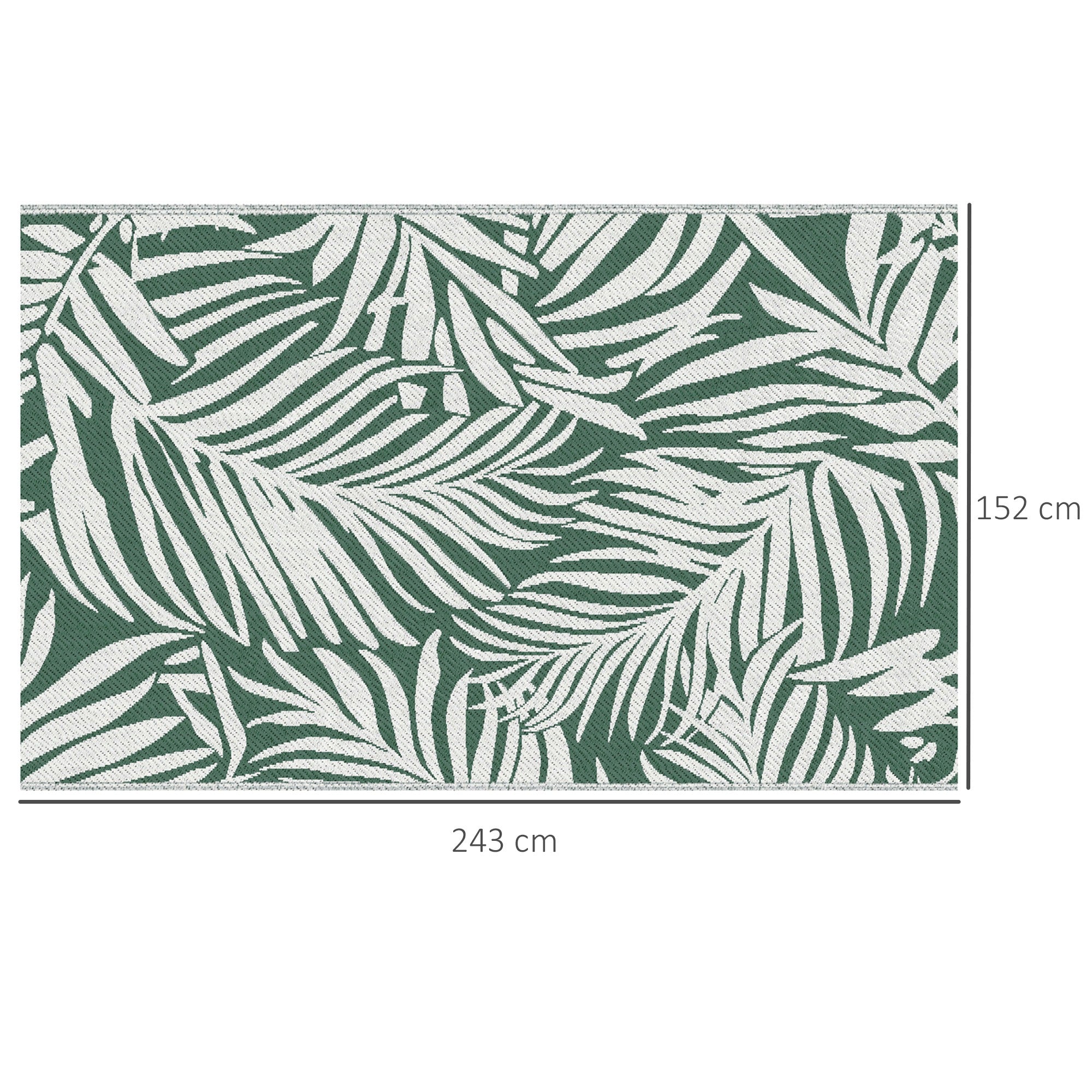 Tapete de Exterior Reversível – 152x243 cm – Verde e Branco – Polipropileno