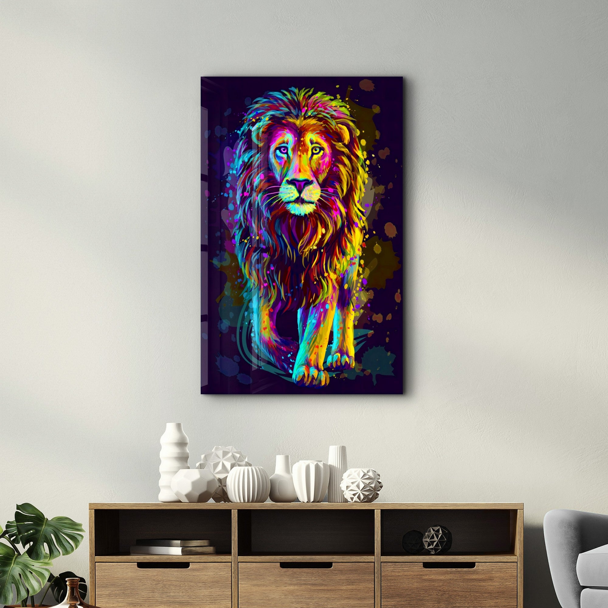 Quadro Decorativo em Vidro Temperado CAM-1054, Multicolor, 35x55 cm, Impressão UV (4 mm)