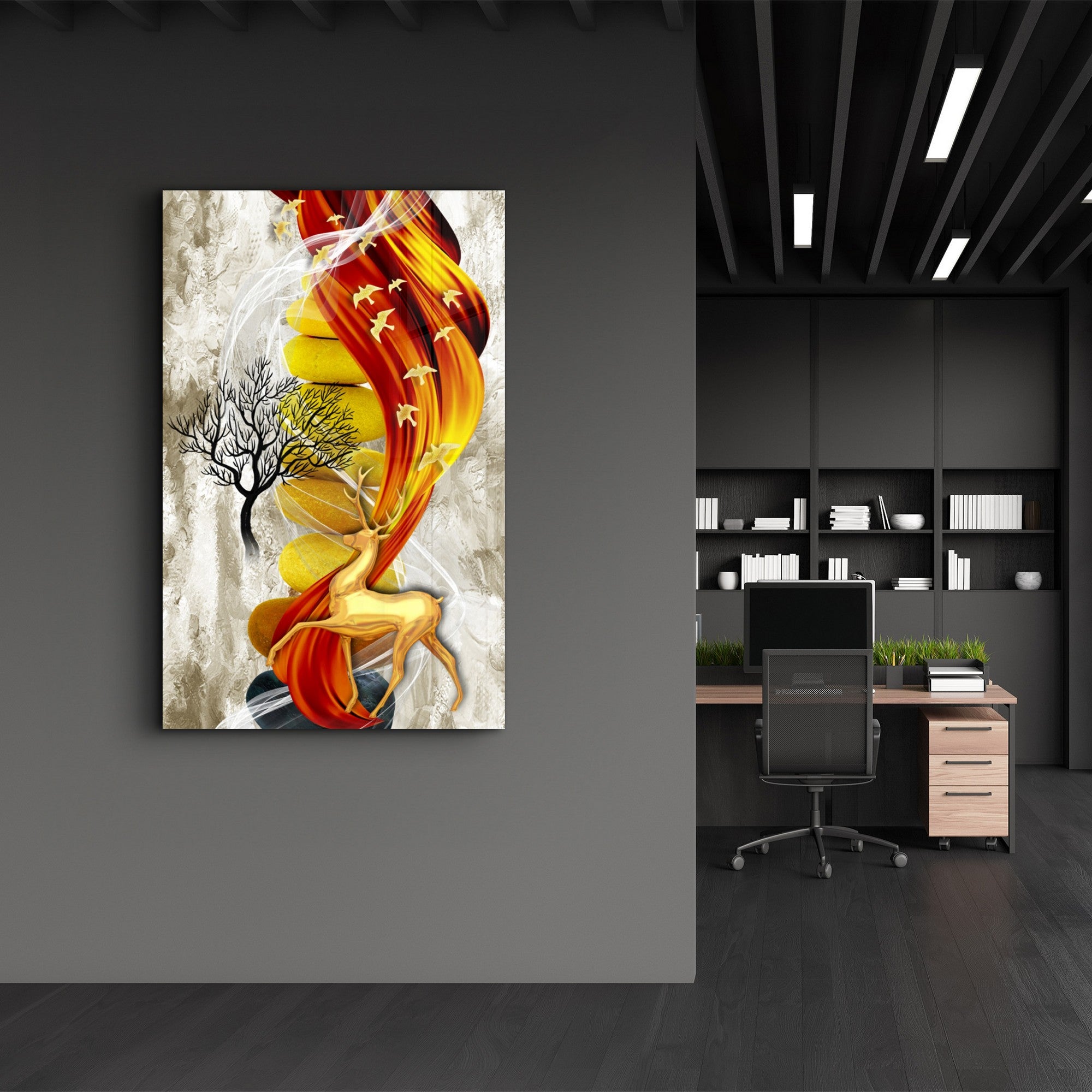 Quadro Decorativo em Vidro Temperado CAM-1098 (35x55 cm) Multicolor — Impressão UV, Vidro 4 mm