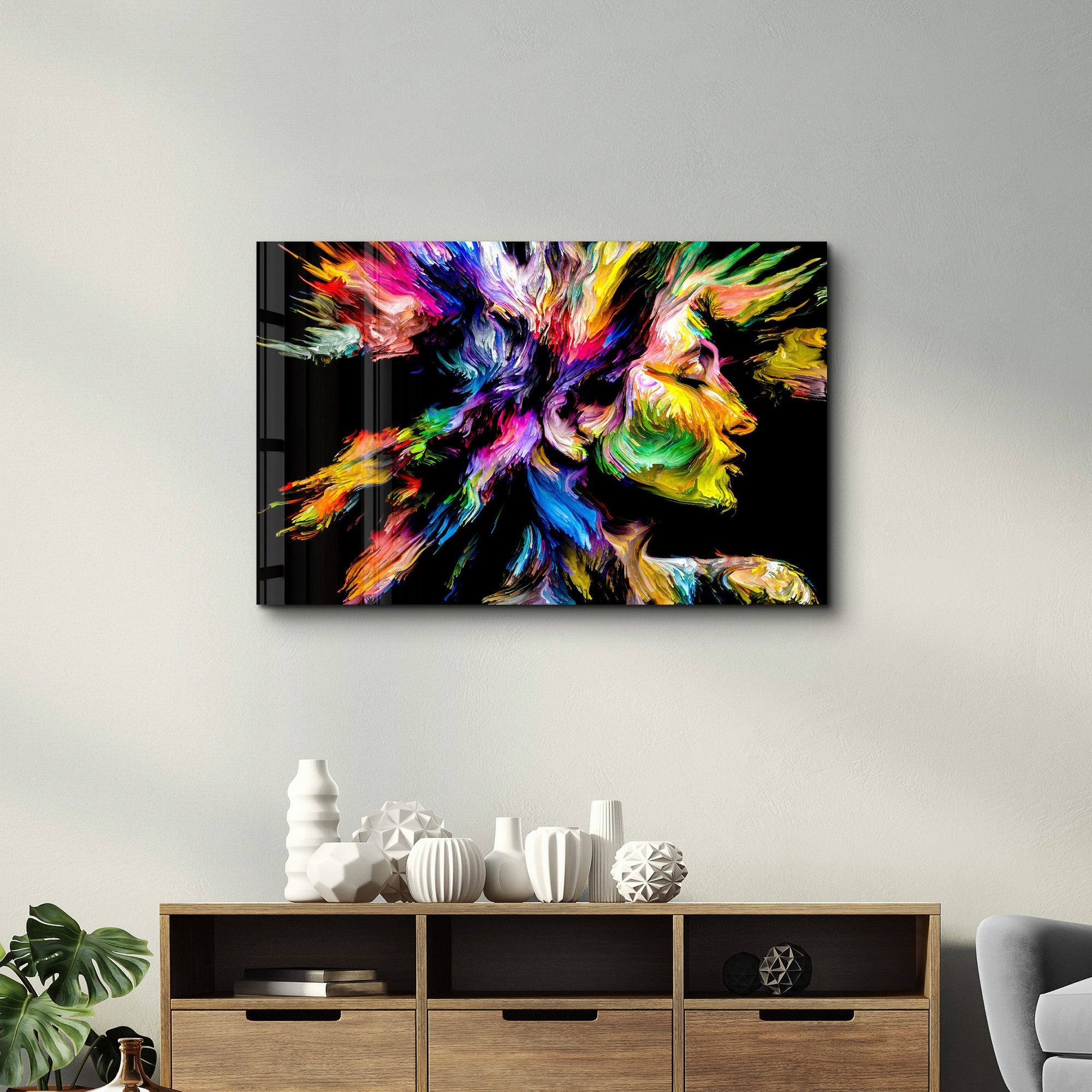 Quadro Decorativo em Vidro Temperado CAM-2038, 35 x 55 cm, Multicolor, Impressão UV (4 mm)