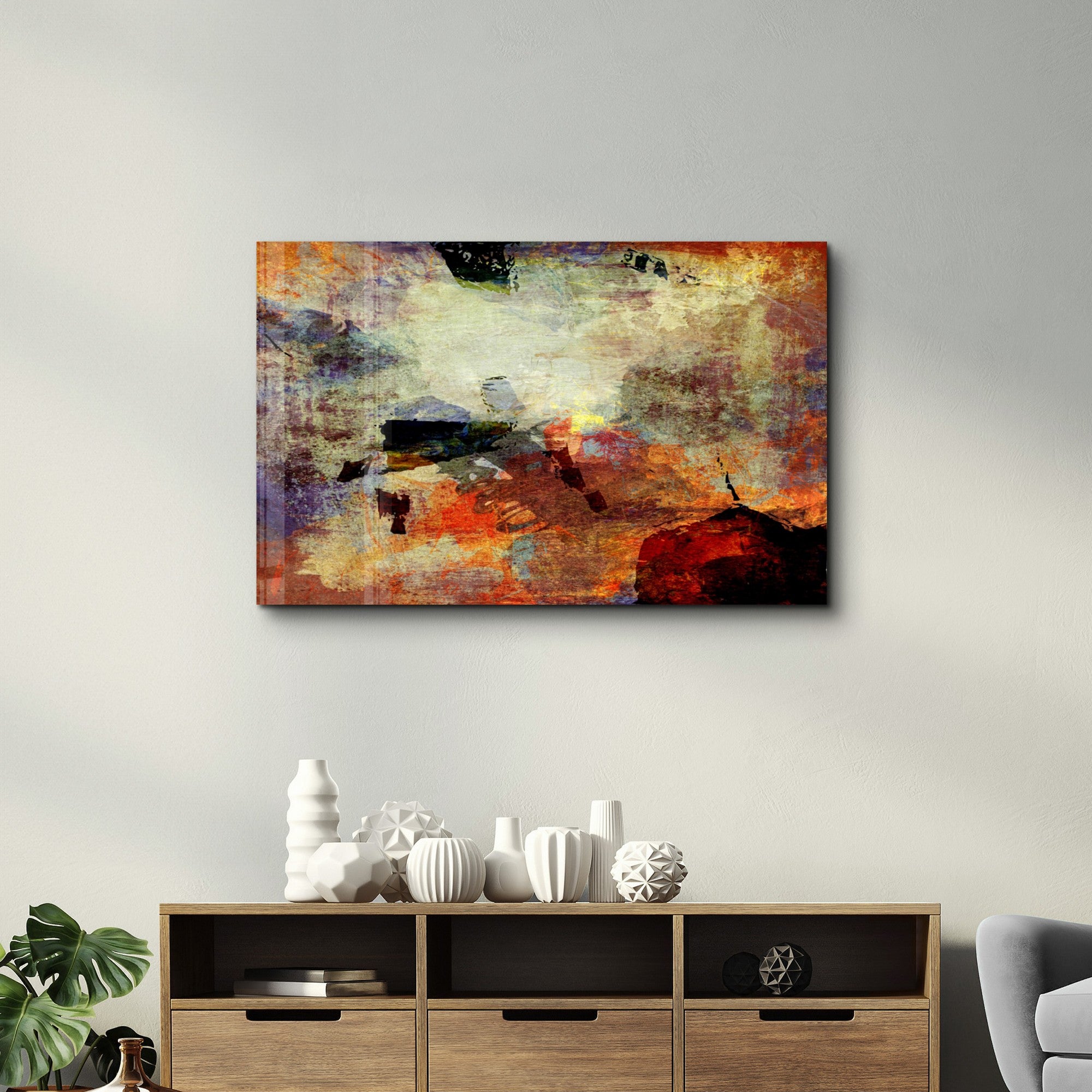 Arte em Vidro Temperado Multicolor 70x110cm - Pintura Decorativa UV Premium