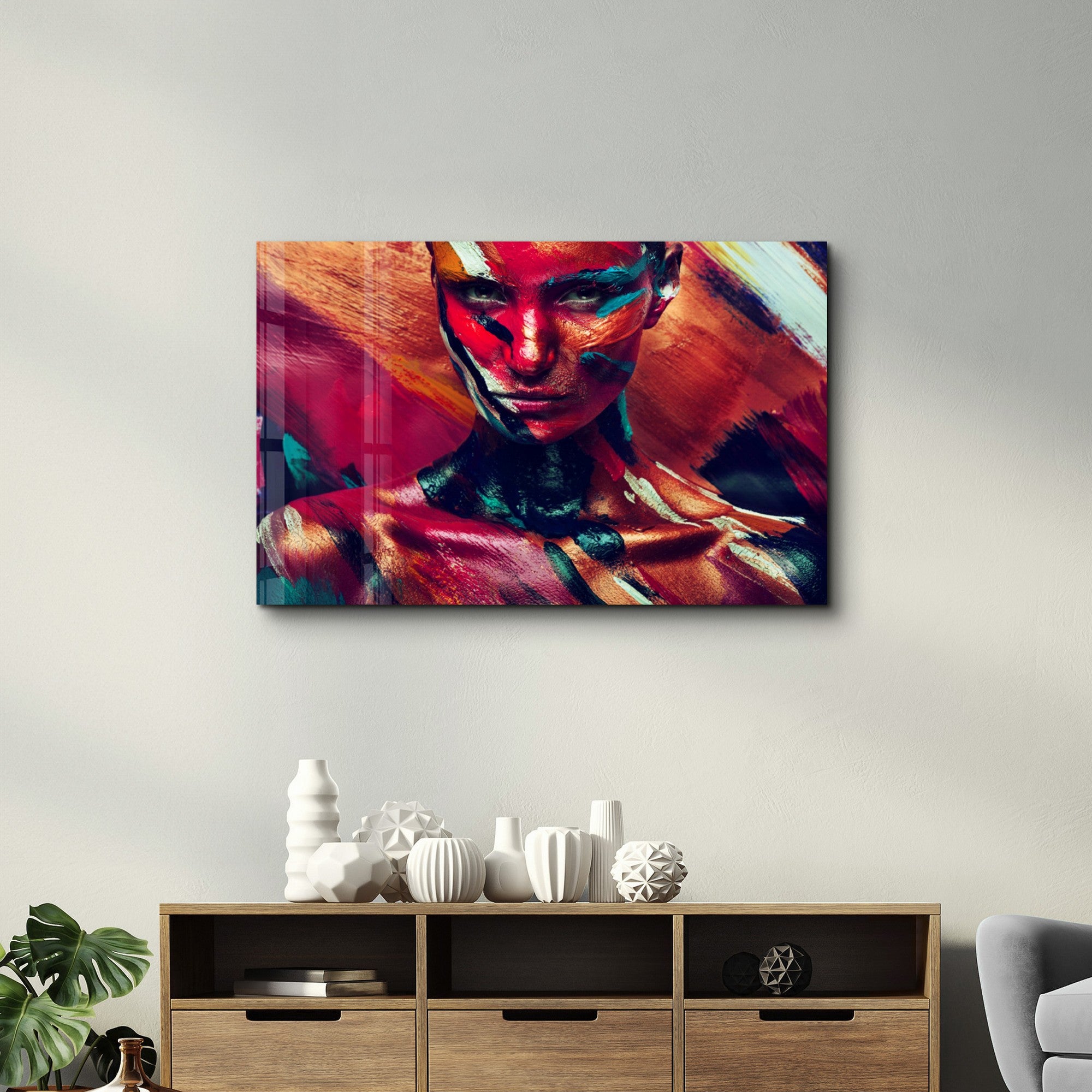 Arte em Vidro Temperado Multicolor OGLS-1177 - Pintura Decorativa 70x110cm com Impressão UV