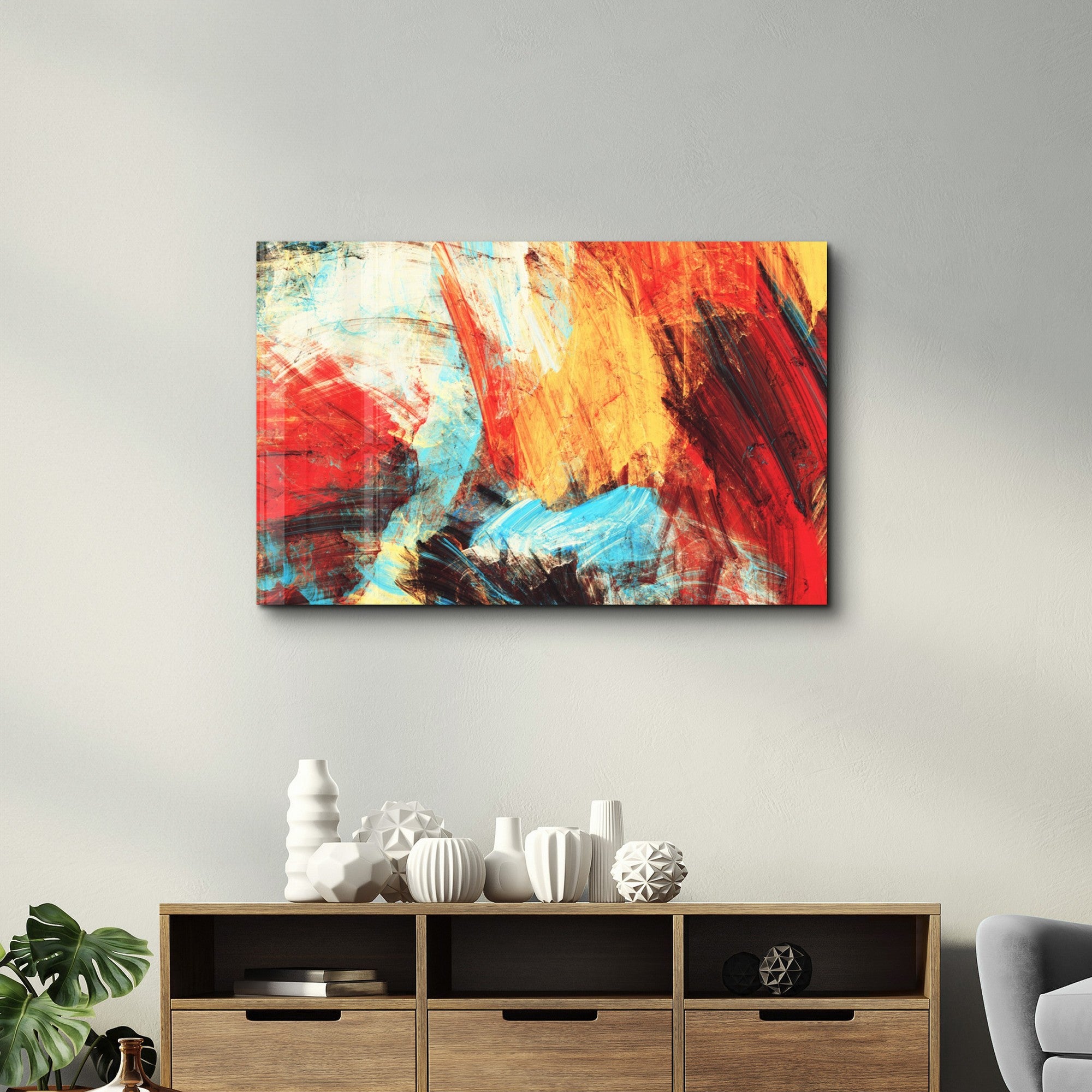 Arte Decorativa em Vidro Temperado Multicolor 35x55cm - Impressão UV de Alta Qualidade