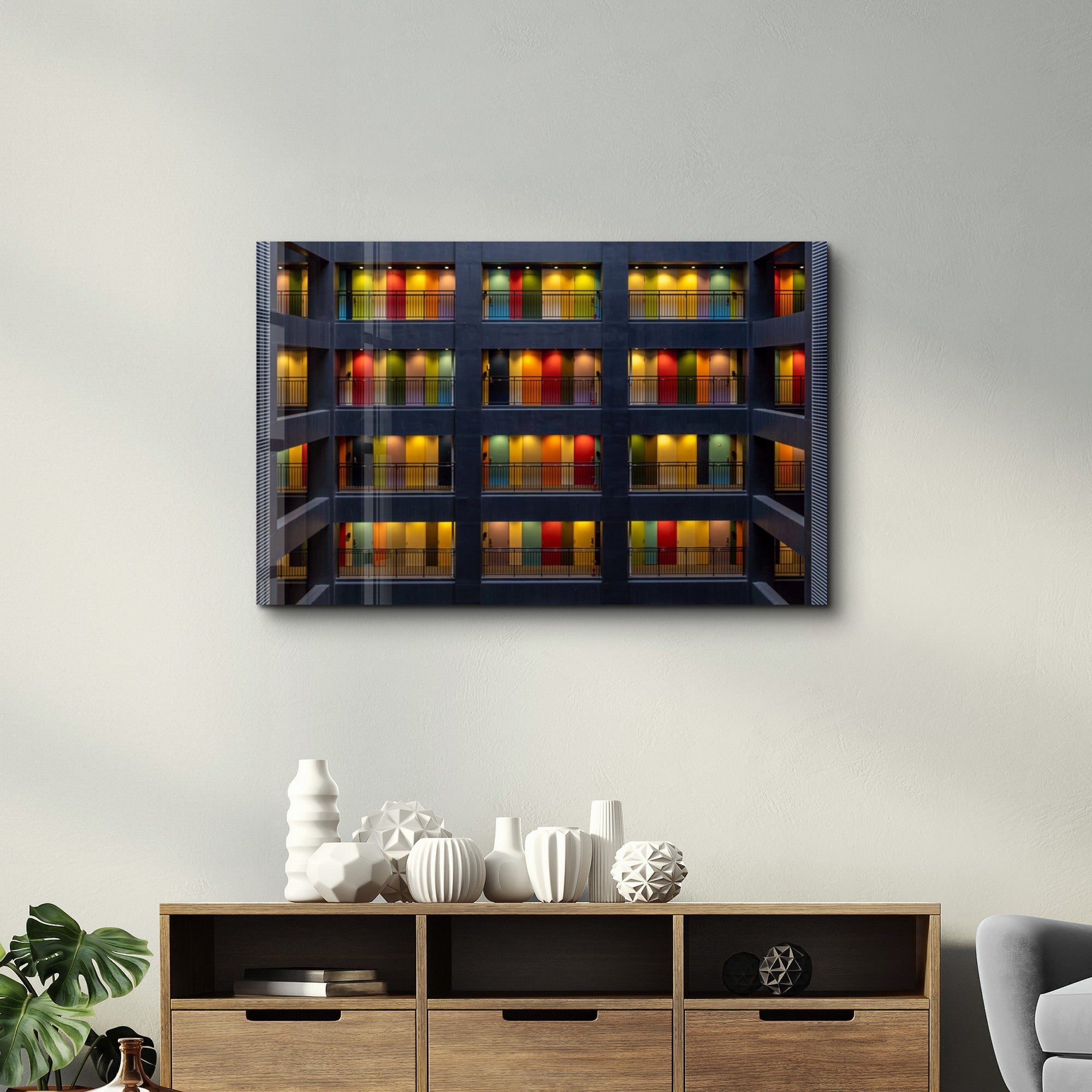 Arte Decorativa em Vidro Temperado Multicolor 46x72cm - Impressão UV de Alta Qualidade