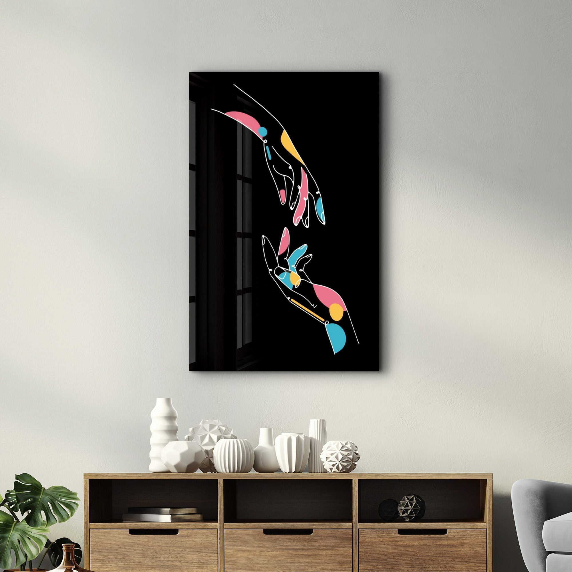 Arte Decorativa em Vidro Temperado Multicolor 35x55cm - Impressão UV de Alta Qualidade