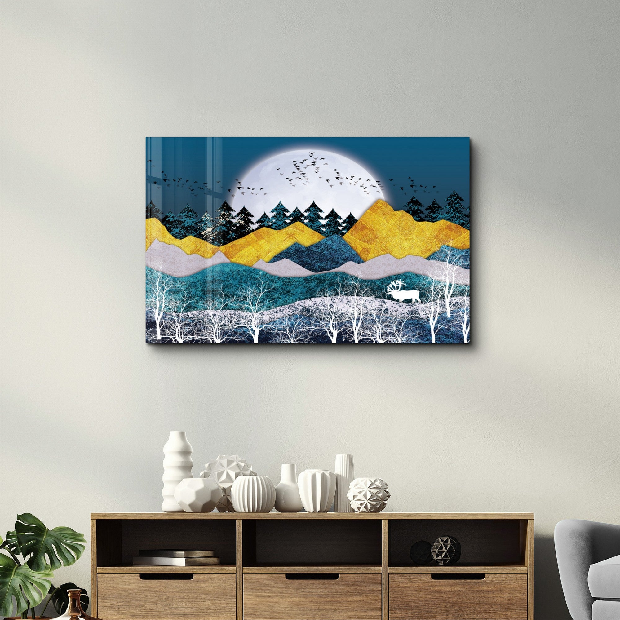 Arte Decorativa em Vidro Temperado Multicolor 46x72cm - Impressão UV de Alta Qualidade