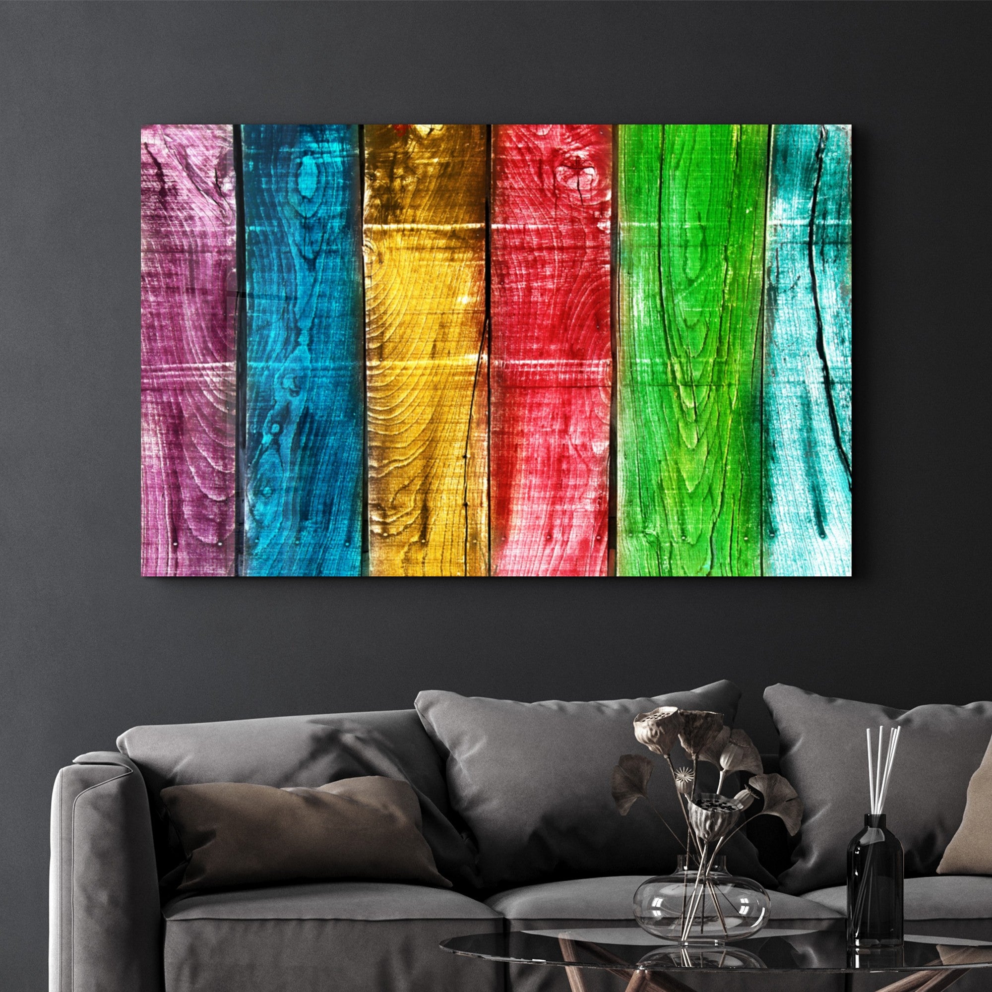 Arte em Vidro Temperado Multicolor 70x110cm - Pintura Decorativa UV Resistente