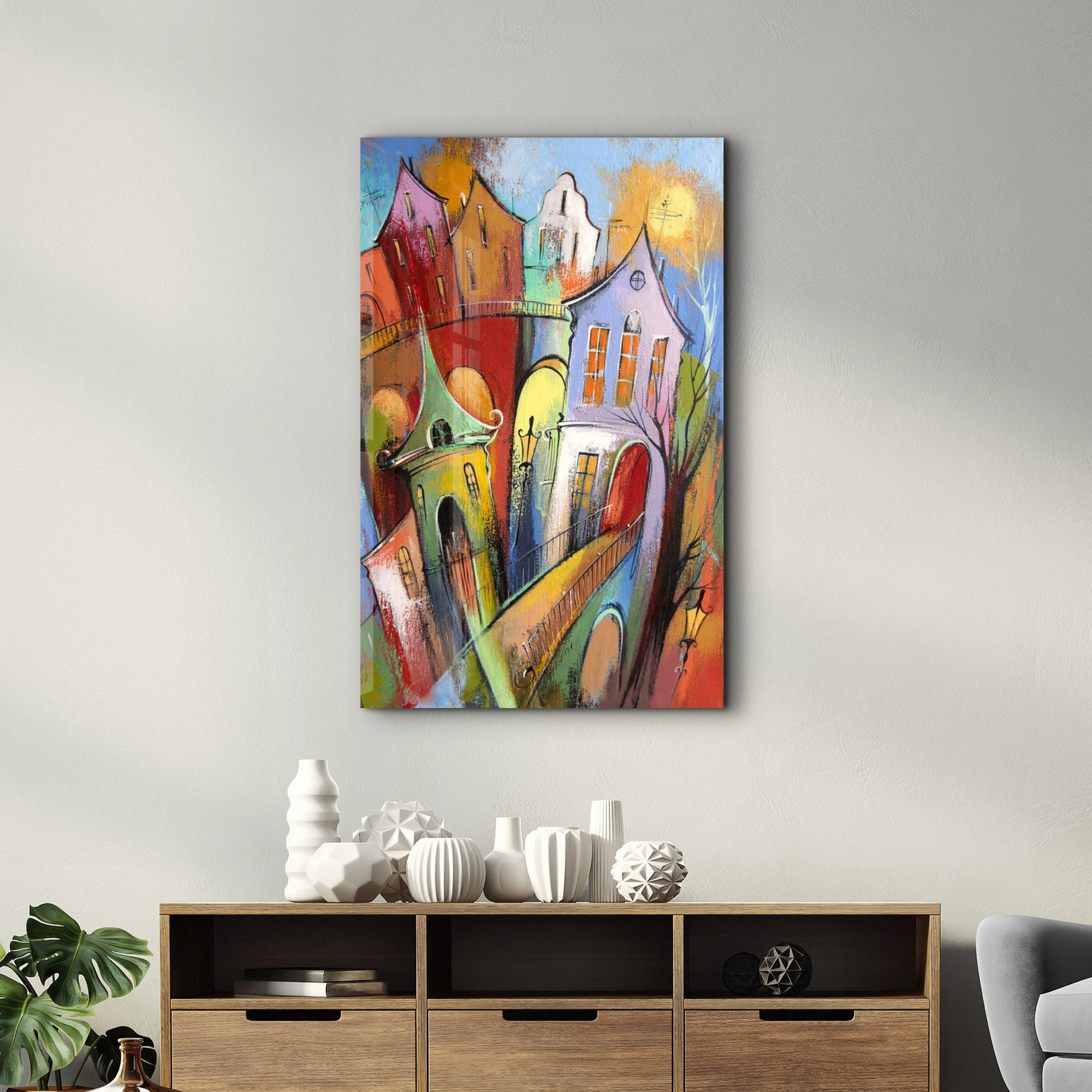 Arte em Vidro Temperado Multicolor 35x55cm - Pintura Decorativa UV de Alta Qualidade