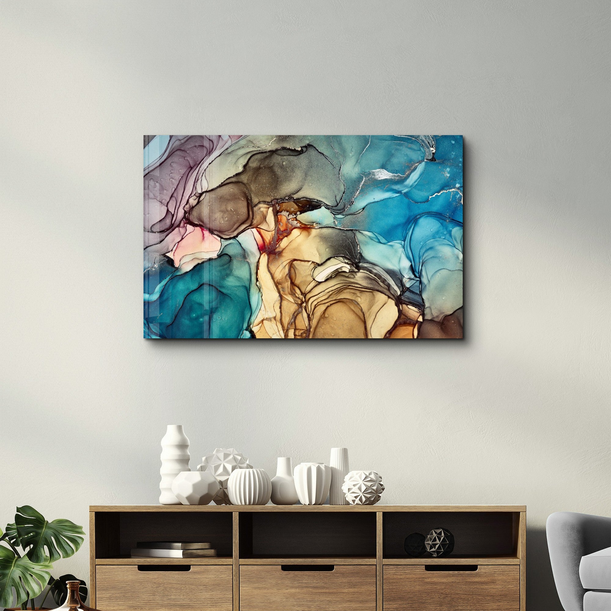 Quadro Decorativo em Vidro Temperado 35x55 cm, Impressão UV, Multicolor — OGLS-9095 (672BRS4926)