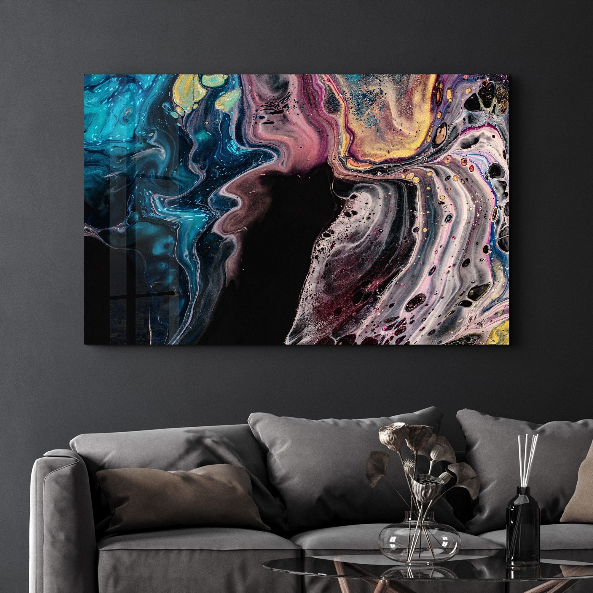 Arte Decorativa em Vidro Temperado Multicolor 70x110cm - Impressão UV de Alta Qualidade