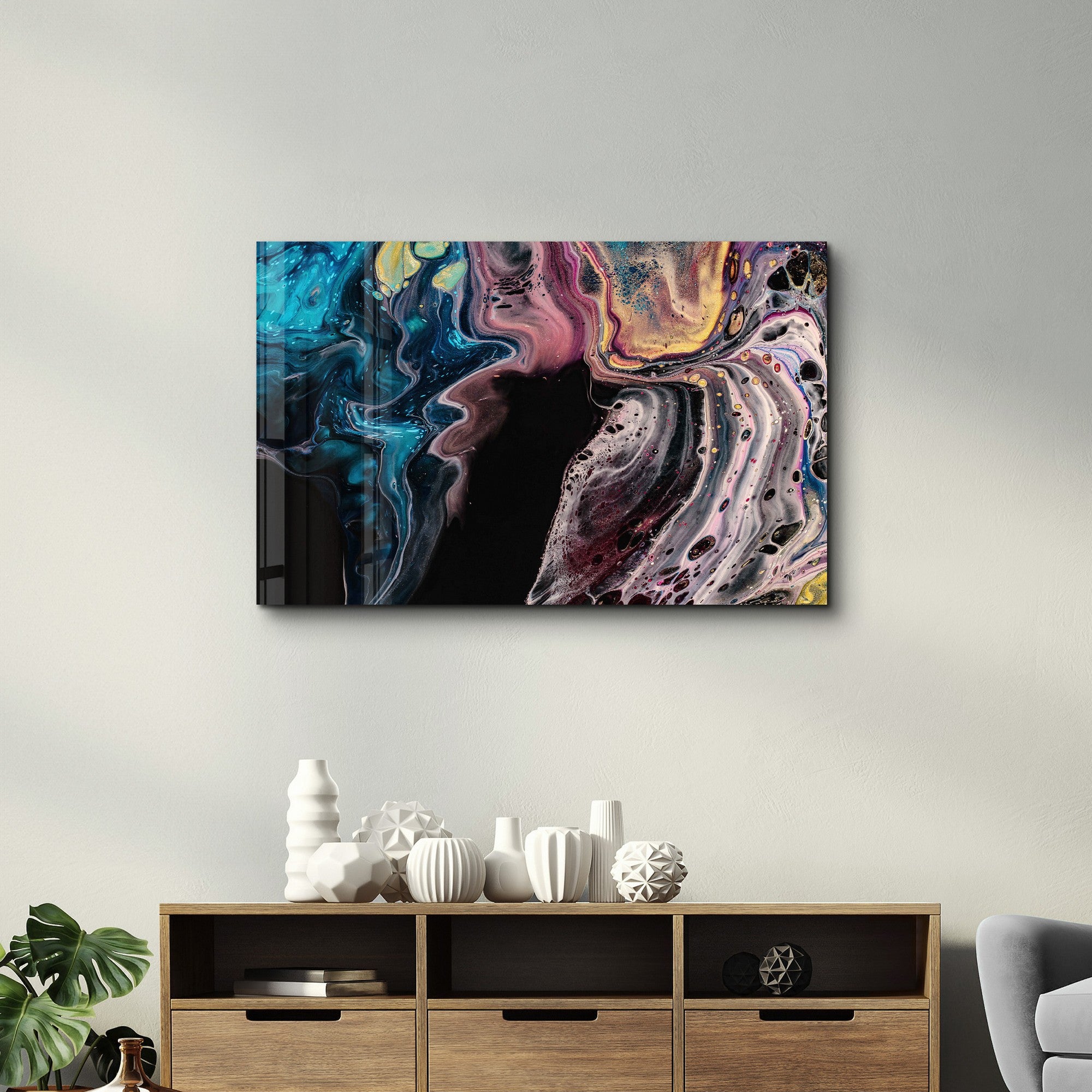 Arte Decorativa em Vidro Temperado Multicolor 70x110cm - Impressão UV de Alta Qualidade
