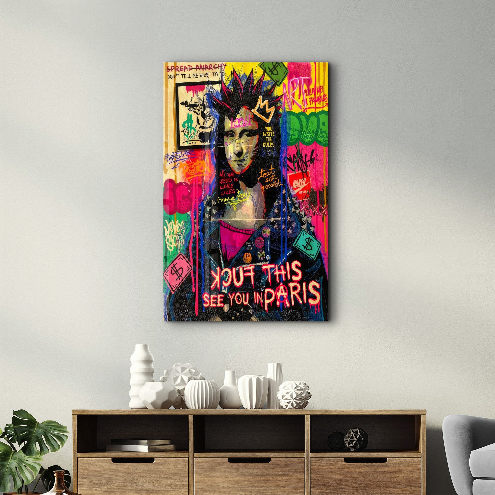 Arte Decorativa em Vidro Temperado Multicolor 35x55cm - Impressão UV de Alta Qualidade