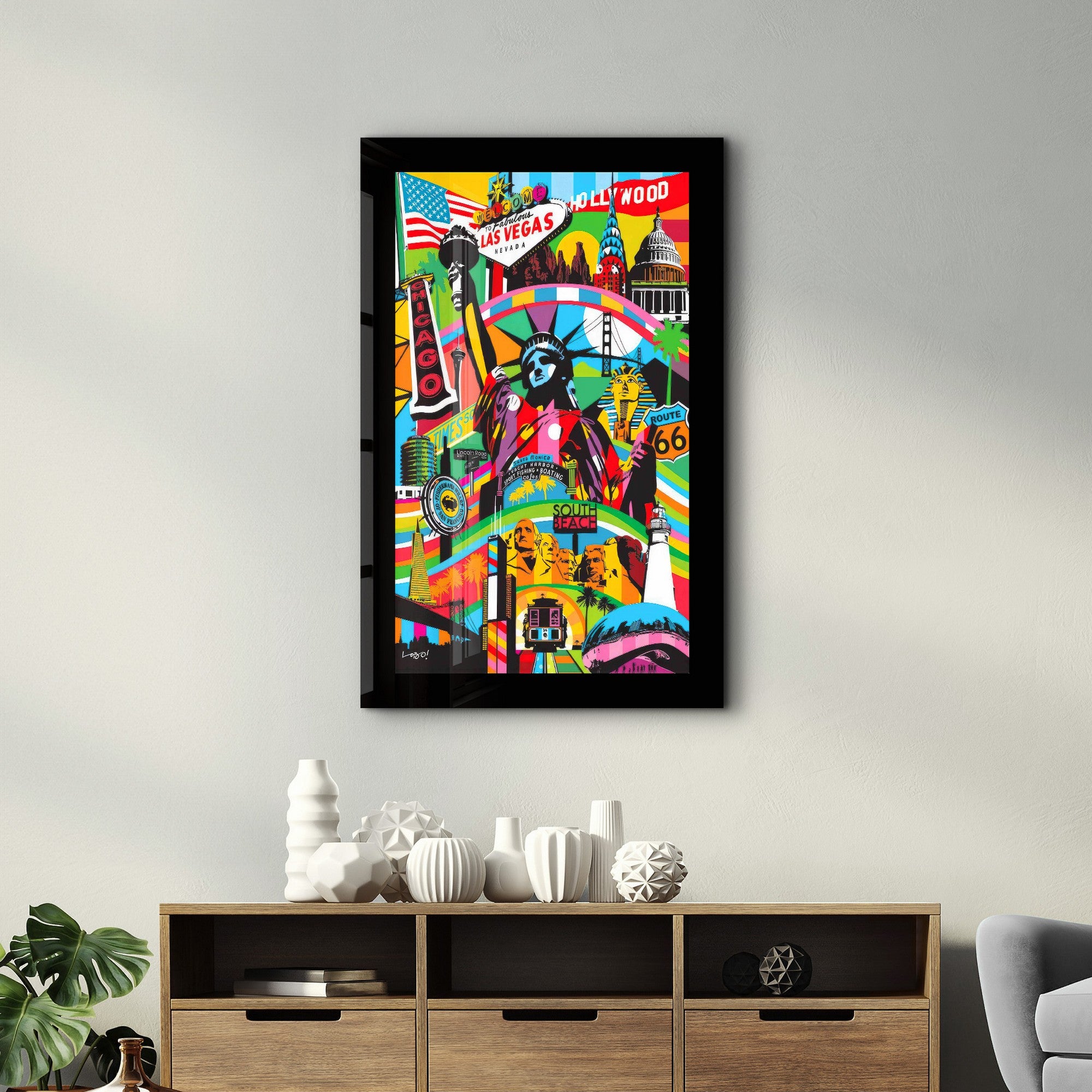 Arte Decorativa em Vidro Temperado Multicolor 35x55cm - Impressão UV de Alta Qualidade