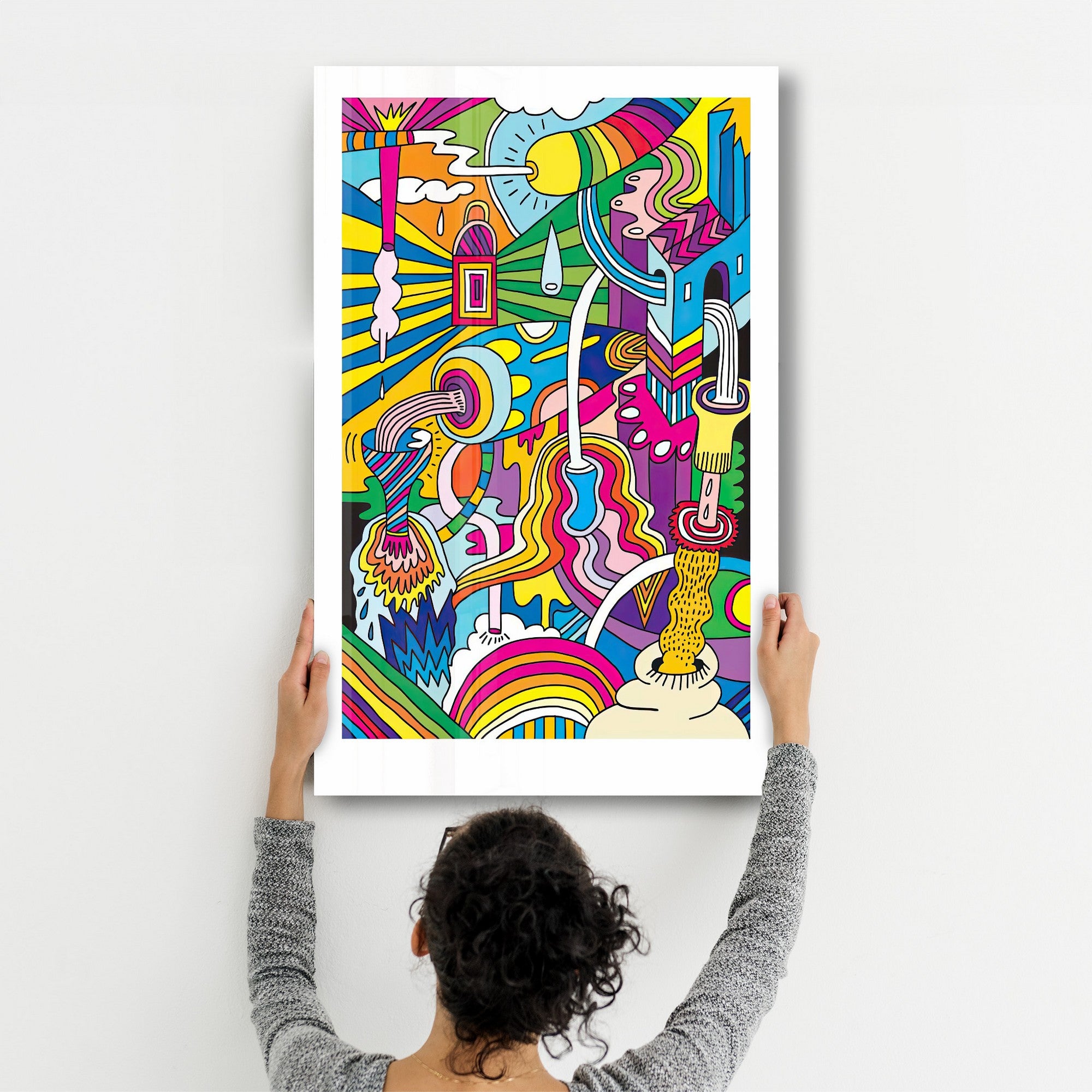 Arte Decorativa em Vidro Temperado Multicolor 35x55cm - Impressão UV de Alta Qualidade