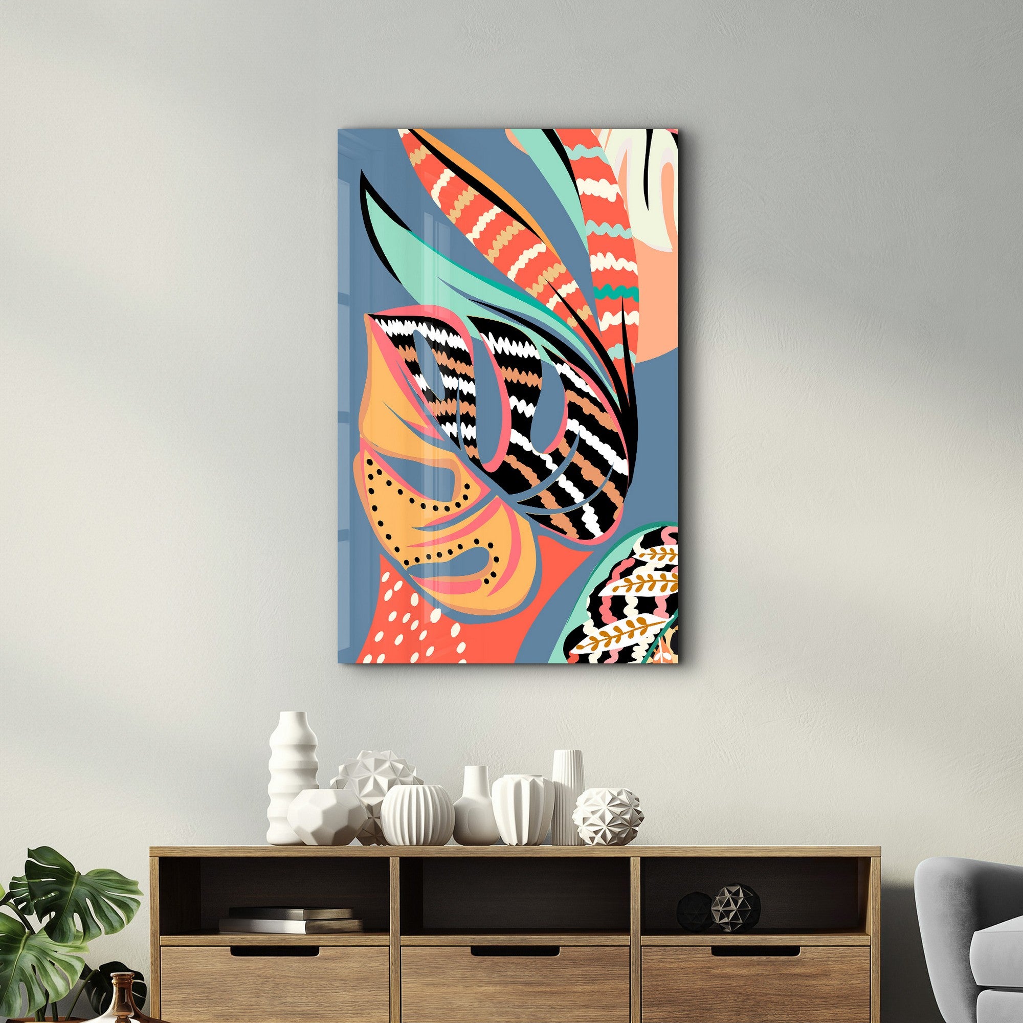 Arte Decorativa em Vidro Temperado Multicolor 35x55cm - Impressão UV de Alta Qualidade