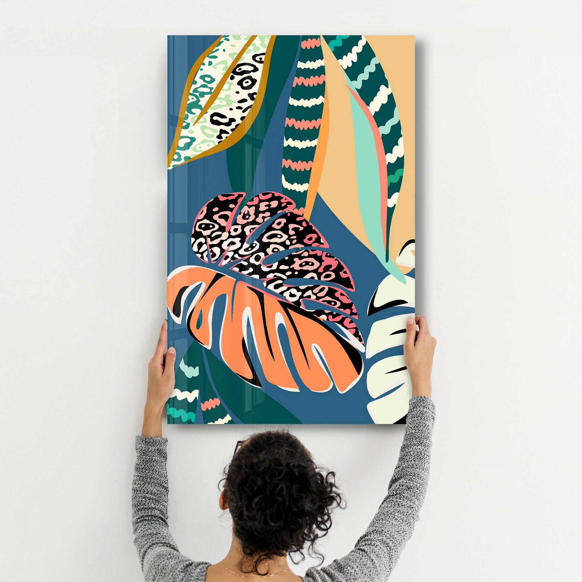 Arte Decorativa em Vidro Temperado Multicolor 35x55cm - Impressão UV de Alta Qualidade