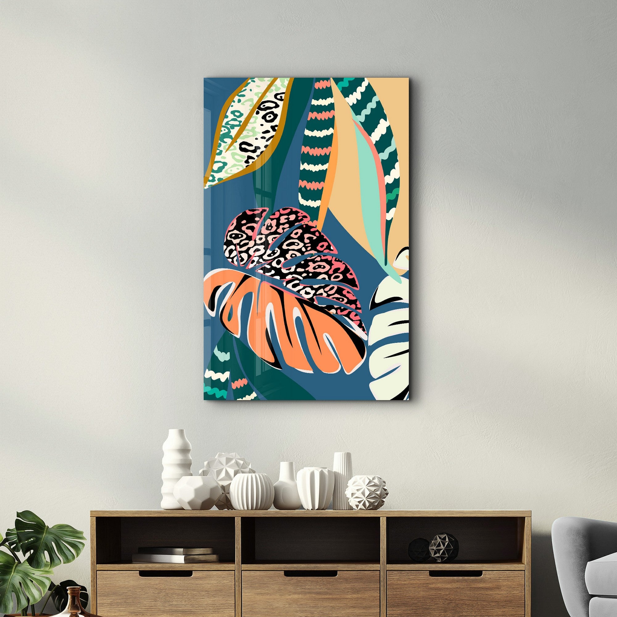 Arte Decorativa em Vidro Temperado Multicolor 35x55cm - Impressão UV de Alta Qualidade