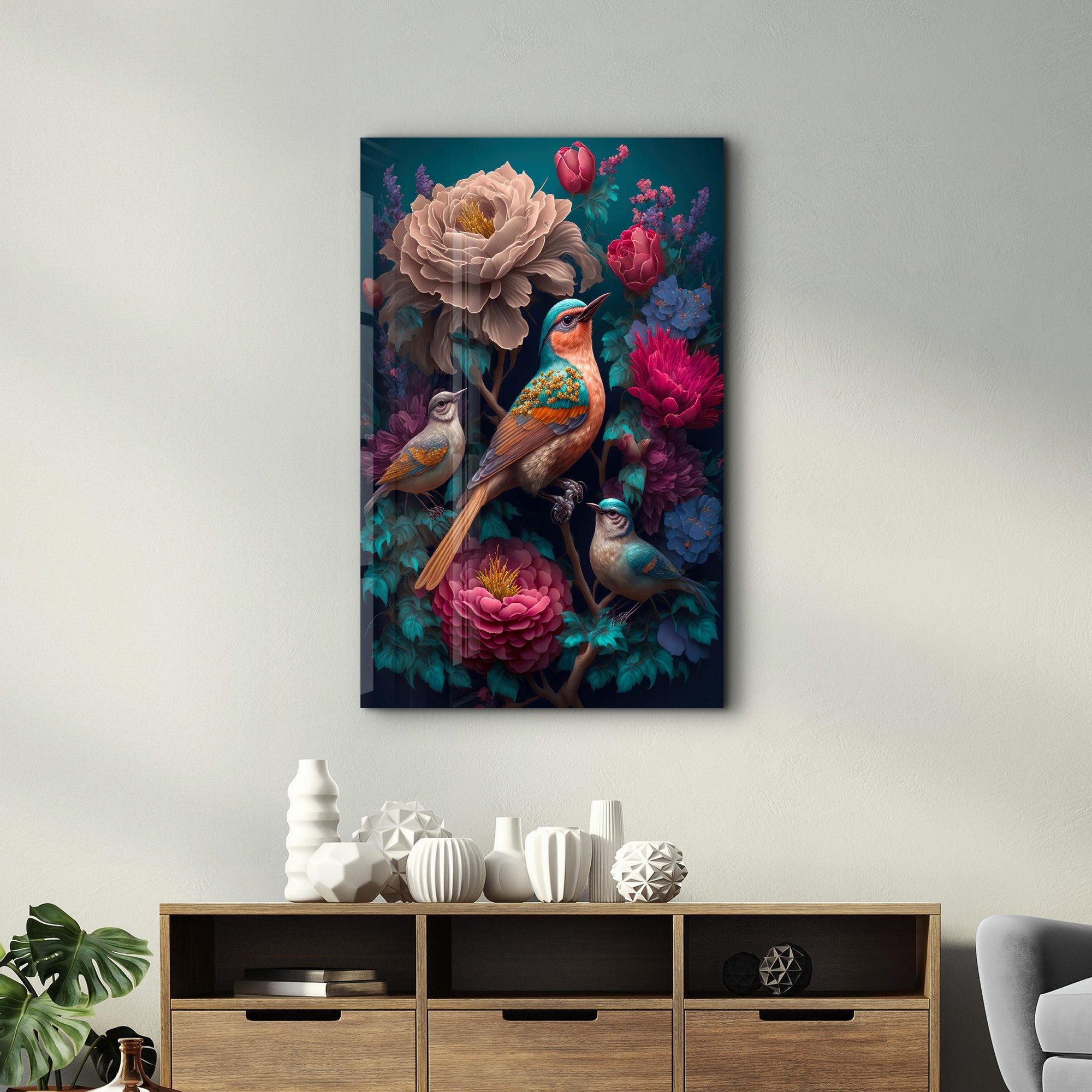 Arte Decorativa em Vidro Temperado Multicolor 35x55cm - Impressão UV de Alta Qualidade